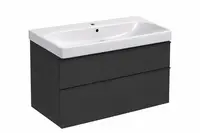 Set dulap baie suspendat 75 cm cu doua sertare si lavoar inclus, Smyle Square Geberit