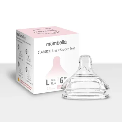 Tetina biberon Classic anti-colici Mombella, flux rapid L, 6 Luni +
