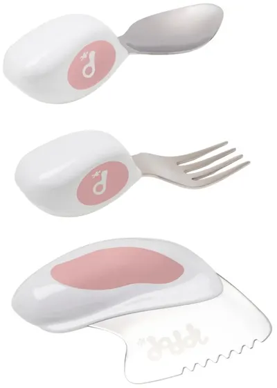 Set de tacâmuri cu 3 piese Doddl - Lingură, furculiță și cuțit, roz deschis