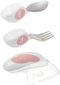 Set de tacâmuri cu 3 piese Doddl - Lingură, furculiță și cuțit, roz deschis