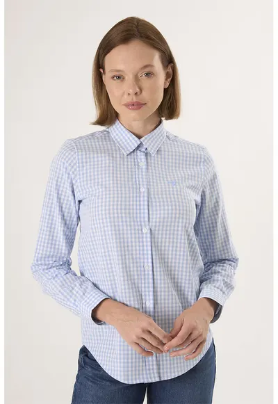 Camasa regular-fit cu model in carouri - Alb/Albastru deschis