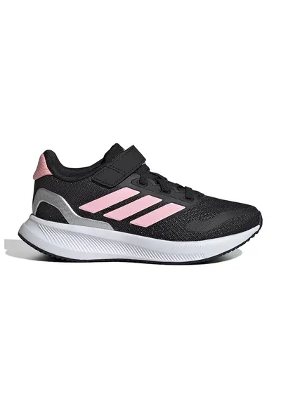 Pantofi sport Runfalcon 5 din plasa cu logo si velcro - Negru/Roz pastel