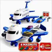 Set Jucarie Avion Transportator cu Masinute pentru copii, Albastru - Default Title