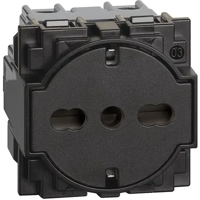 Priza 2M standard german/italian Bticino Living Now KG4140A16F, negru