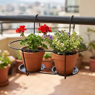 Suport metalic dublu ghiveci flori 39x26 cm