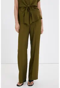 Pantaloni eleganti cu pensa - Verde masliniu
