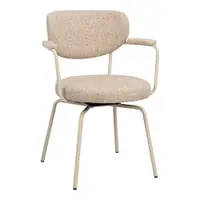 Scaun de dining bej/crem cu cotiere din metal Merrick – Rowico