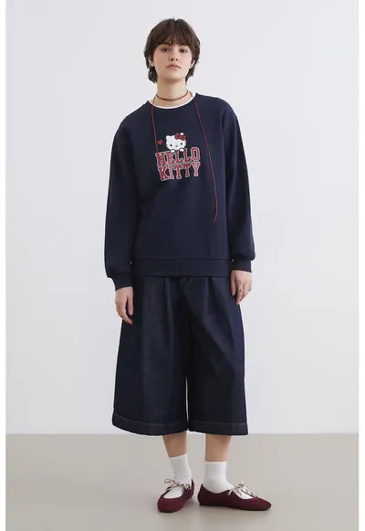 Bluza de trening lejera cu Hello Kitty - Bleumarin