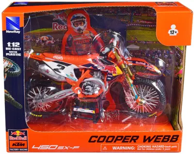 Motocicletă din metal Newray - KTM 450 SX-F, Cooper Webb, 1:12
