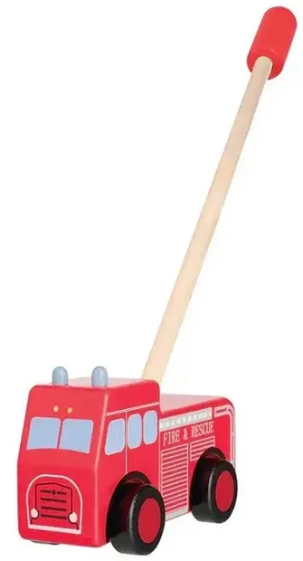 Jucărie de împins din lemn Orange Tree Toys - Emergency services, Mașină de pompieri retro