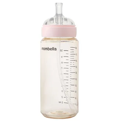 Biberon anti-colici Mombella 300 ml cu tetina din silicon L, flux rapid 6-9 Luni Old Rose