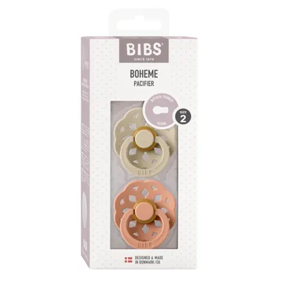 Set 2 suzete Bibs Boheme Latex tetina rotunda 6 luni + VanillaPeach