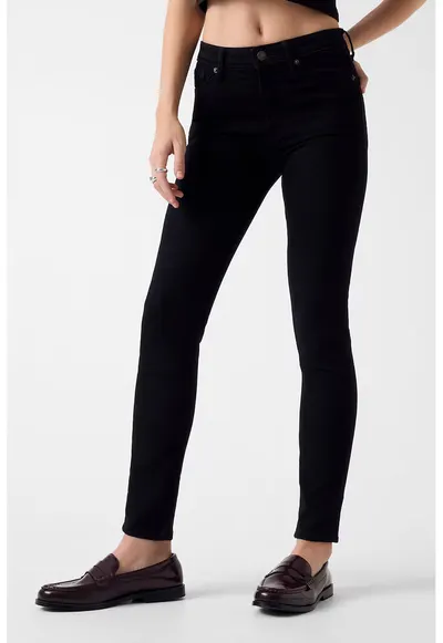 Blugi skinny cu talie inalta - Negru