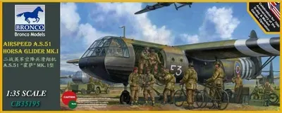 Model asamblabil Bronco Models Militar: Avioane - Avion britanic de parașutare fără motor Airspeed A.S.51 Horsa Mk.I