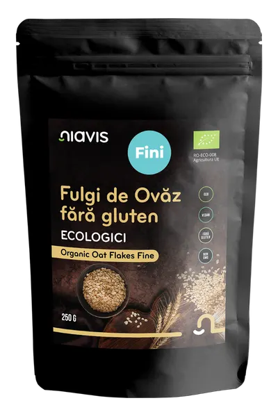 Fulgi de ovaz ecologici fara gluten, 250g, Niavis
