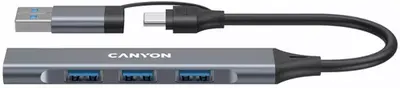 Hub USB Canyon - TDS02GR Hub, 4 porturi, USB-A, USB-C, gri