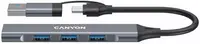 Hub USB Canyon - TDS02GR Hub, 4 porturi, USB-A, USB-C, gri