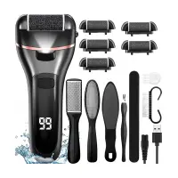 Set Pila electrica pentru talpi si calcaie NewEvo , Display digital, Acumulator 1200 mAh, 2 viteze, 2400 rot min, 6 Capete incluse, LED lanterna,