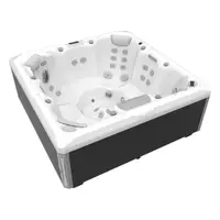 Minipiscina jacuzzi 7 persoane, alb-lucios, 46 jeturi hidromasaj, 215 215 cm, WiFi, sistem audio, Wellis Mandala Deluxe
