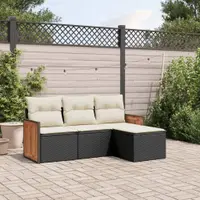 Gossi set mobilier de gradina cu perne, 4 piese, negru, poliratan