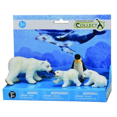 Set 4 figurine pictate manual Ursi polari si pinguin