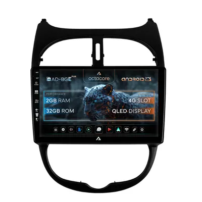 Navigatie Peugeot 206 (1998-2012), Android, E-Octacore 2GB RAM + 32GB ROM, 9 Inch - AD-BGE9002+AD-BGRKIT262
