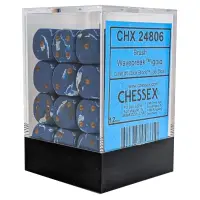 Set 36 Zaruri Chessex Brush d6 Dice 12mm - Wavebreak/Auriu