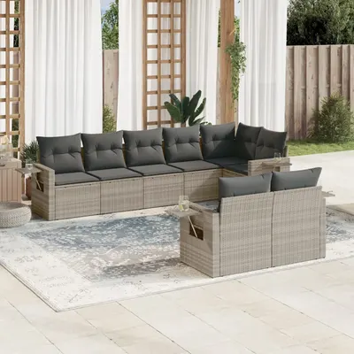 Gossi set mobilier de gradina cu perne, 8 piese gri deschis poliratan