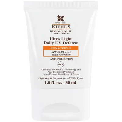 Kiehl's Ultra Light Daily UV Defense lichid protector ultra ușor pentru toate tipurile de ten, inclusiv piele sensibila SPF 50+ 30 ml