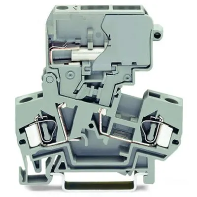 2-conductor disconnect terminal block; for DIN-rail 35 x 15 and 35 x 7.5; 4 mm²; CAGE CLAMP®; 4,00 mm²; gray