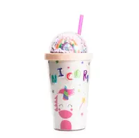 Cana cu Pai Unicor, Curcubeu si Bombonele, Plastic, Multicolor, 450 ml MIX15004