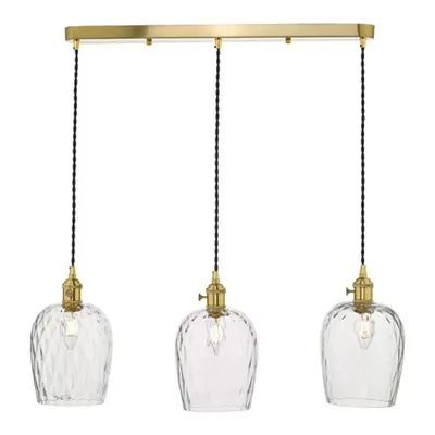 Lampa suspendata Hadano 3 Light Brass Suspension With Dimpled Glass Shades