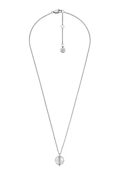 Colier din otel inoxidabil cu Mother of Pearl si zirconia - Argintiu