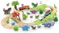 Set mega asamblabil J′adore - Trenulețe și dinozauri, 70 piese