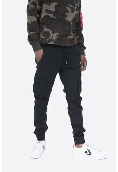 Pantaloni cargo cu snur in talie - Negru