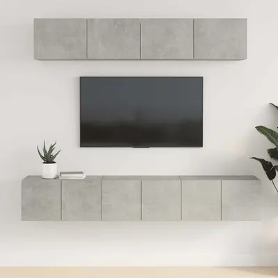 vidaXL Set dulap TV, 5 piese, gri beton, lemn prelucrat