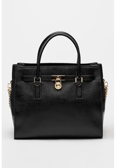 Geanta tote din piele Satchel - Negru