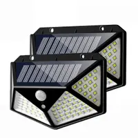 Set 2 x Lampa 100 LED cu panou solar, senzor de miscare