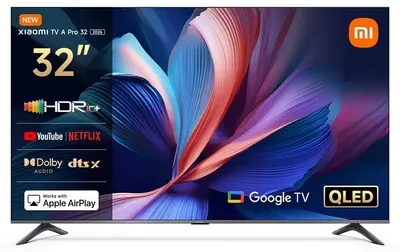 Televizor smart Xiaomi – A Pro 2026, 32'', QLED, HD Ready, 20W Xiaomi Sound, Dolby Audio, Google TV, Dark Gray, negru