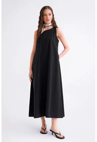 Rochie Maxi Relaxed Fit - textil - Negru