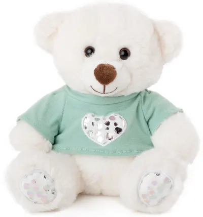 Jucărie de pluș Amek Toys - Ursuleț de pluș cu tricou verde, 20 cm