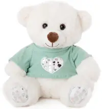 Jucărie de pluș Amek Toys - Ursuleț de pluș cu tricou verde, 20 cm