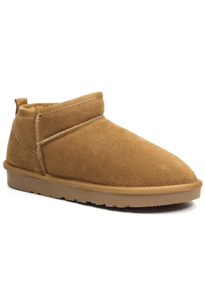 Ghete dama scurte I1200 camel velur - - Maro