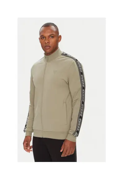 Bluza de trening cu dungi logo pe maneci si fermoar