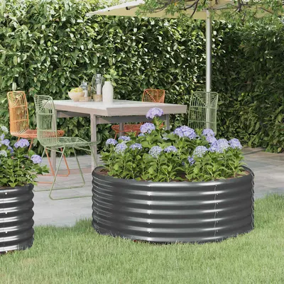 vidaXL Jardinieră, antracit, 100x100x36 cm, oțel galvanizat