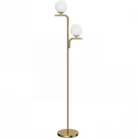 HOMCOM Lampadar pe Picior pentru Living cu Două Capete, Lampă cu 3 Temperaturi de Lumină, Abajur din Sticlă, Auriu | Aosom Romania