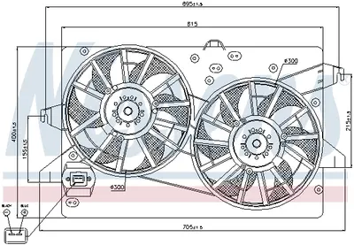 Ventilator radiator (cu carcasa) potrivit FORD COUGAR, MONDEO II, MONDEO III 1.6-2.5 08.96-03.07