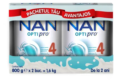 Pachet Nan 4 Optipro +2 ani, 2 x 800g, Nestle