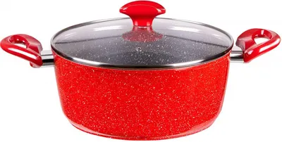 Oală Voltz - V54418A24, cu finisaj de marmură, 4 L, 24 cm, roşu