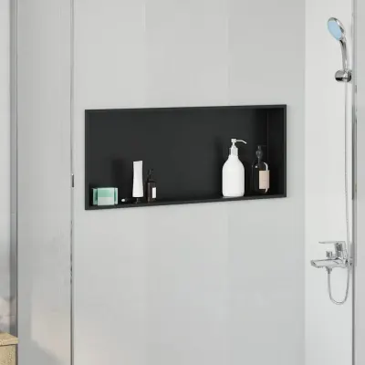 vidaXL Nisă de Duș Negru 75 x 30 x 9,5 cm Oţel inoxidabil